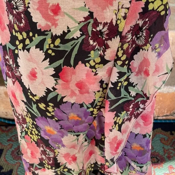 Sara Campbell Black Floral Wrap Around mid Length Dress size 2 - Picture 4 of 7